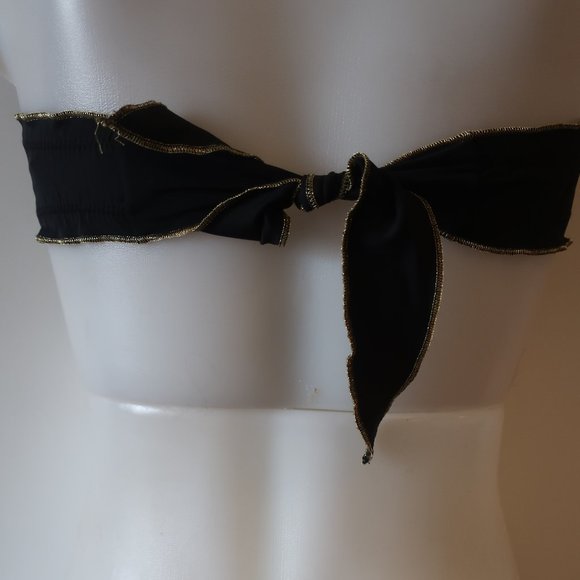 WOMENS LE BAIN BY ETAM BLACK GOLD BANDEAU SWIMSUIT BIKINI XS UK/8 US/4 * - Picture 9 of 11